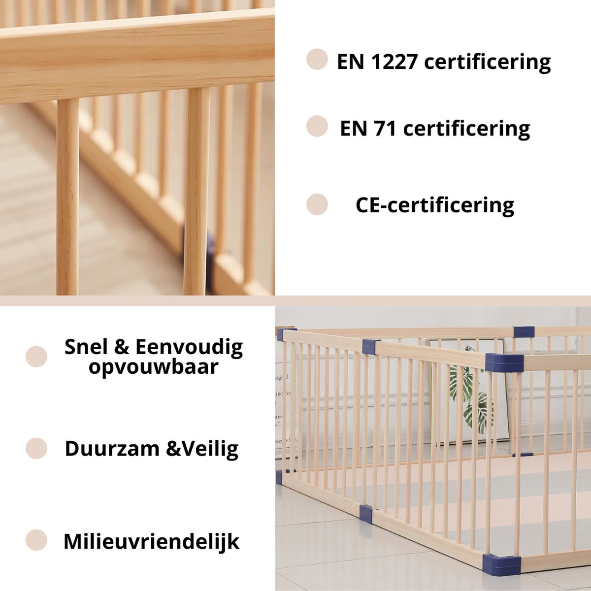 Houten Grondbox – Inklapbare Speelbox – 170x170x61 cm