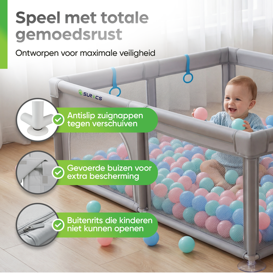 Baby Grondbox 120x120 CM met 40 Speelballen | CE-Gecertificeerd | Surocs