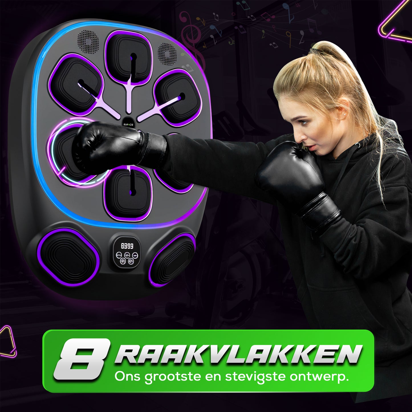 Boksmachine - Boksmachine – Bokszak – Boksen en trainen – Bokszak – &amp; Handschoenen – Zwart