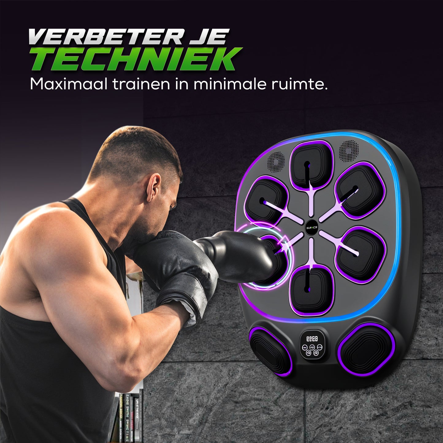 Boksmachine - Boksmachine – Bokszak – Boksen en trainen – Bokszak – &amp; Handschoenen – Zwart