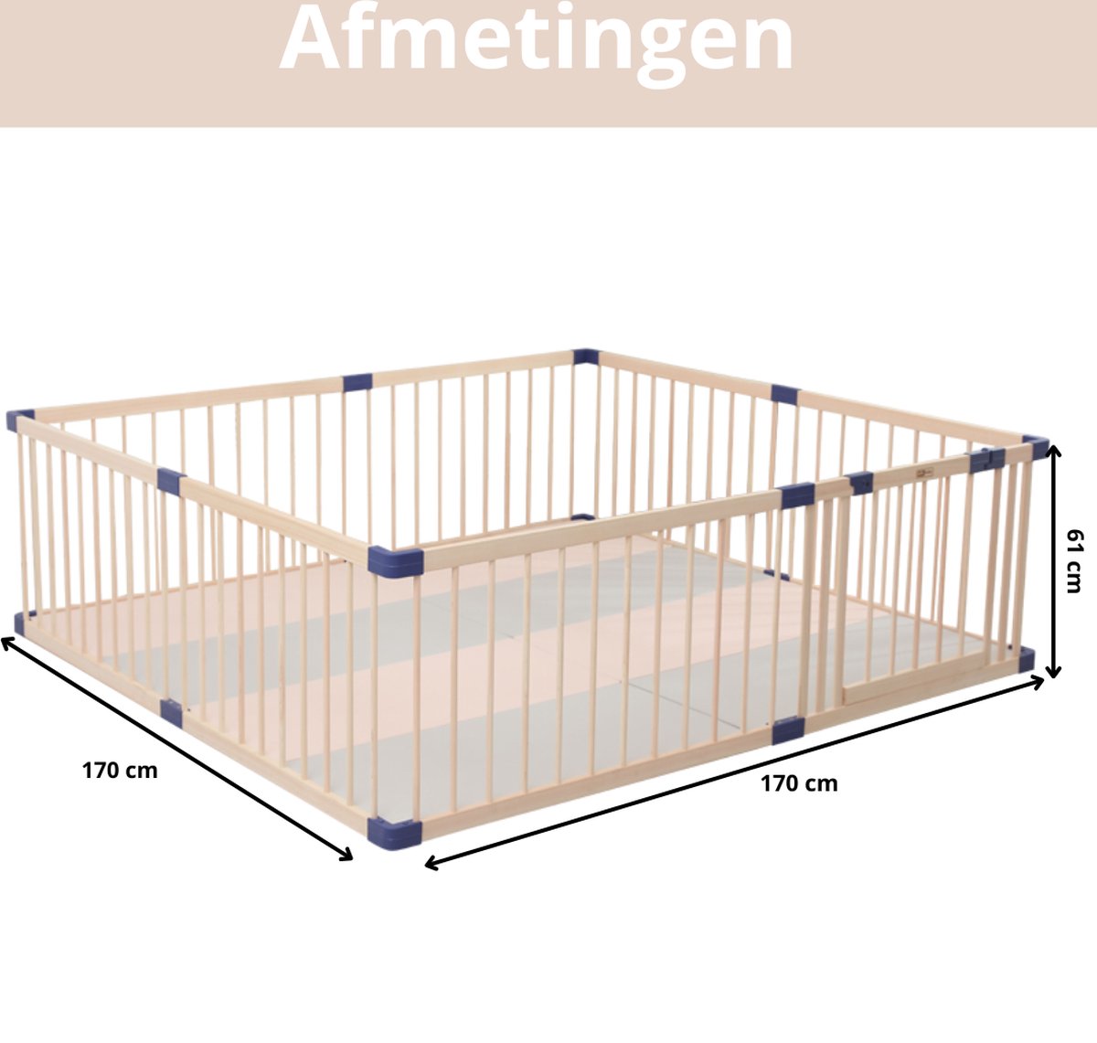 Houten Grondbox – Inklapbare Speelbox – 170x170x61 cm