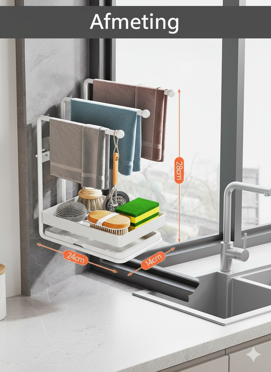 Aanrecht organizer - Vaatdoekhouder - gootsteen organizer - keuken organizers - Afdruiprek - Keuken - Zwart