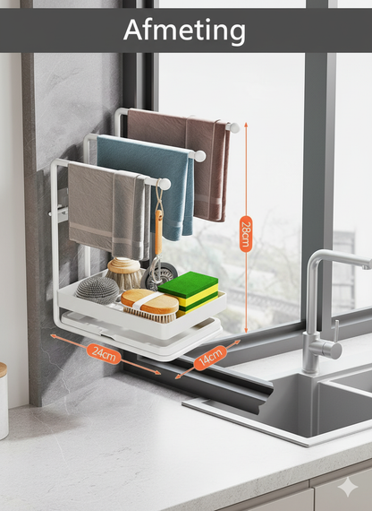 Aanrecht organizer - Vaatdoekhouder - gootsteen organizer - keuken organizers - Afdruiprek - Keuken - Wit