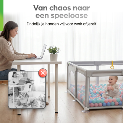 Grondbox - Baby Speelbox met 50 x Speelballen - Kinderbox - Kinderbox - 180x150cm - Grijs