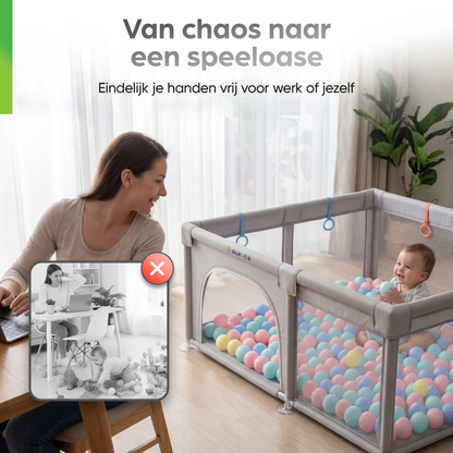 Baby Grondbox 120x120 CM met 40 Speelballen | CE-Gecertificeerd | Surocs