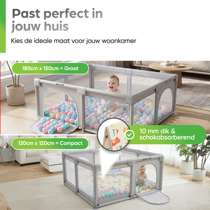 Baby Grondbox 120x120 CM met 40 Speelballen | CE-Gecertificeerd | Surocs