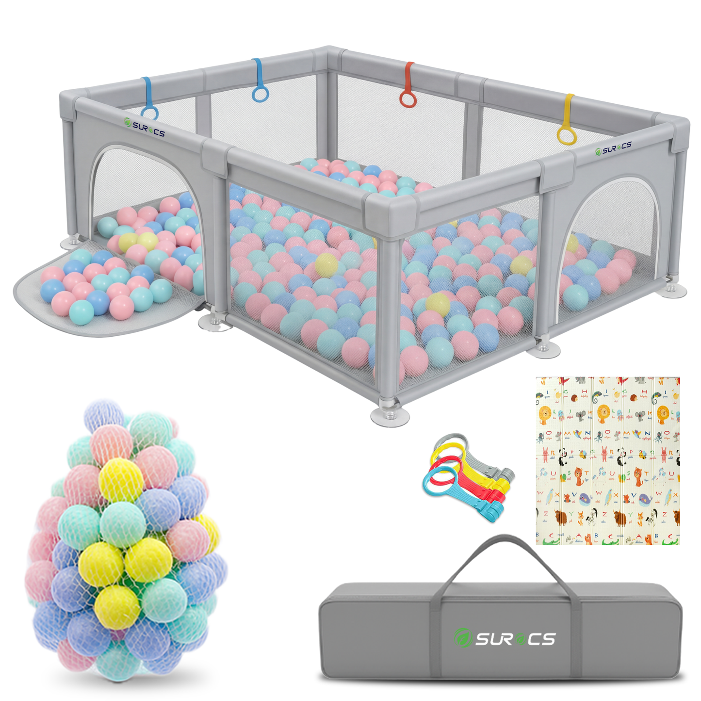 Baby Grondbox 120x120 CM met 40 Speelballen | CE-Gecertificeerd | Surocs