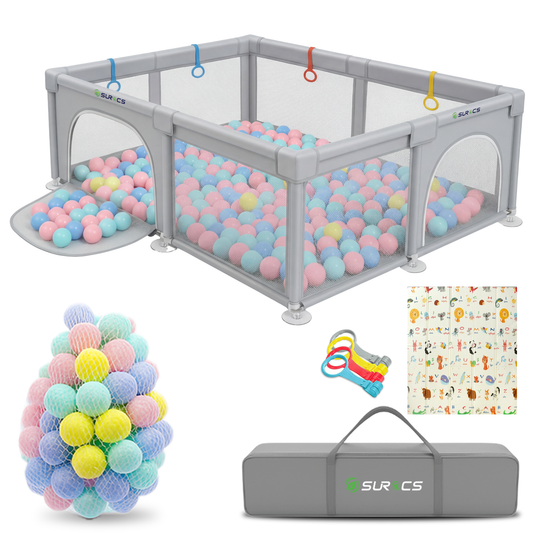 Baby Grondbox 120x120 CM met 40 Speelballen | CE-Gecertificeerd | Surocs