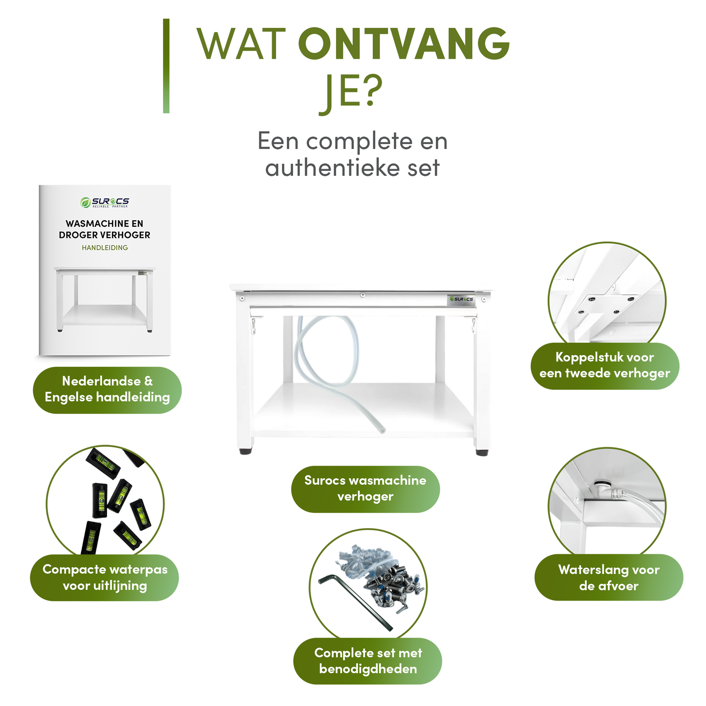 Wasmachine Verhoger Universeel – Met Lade, Dempers, Wateropvang &amp; afvoer 