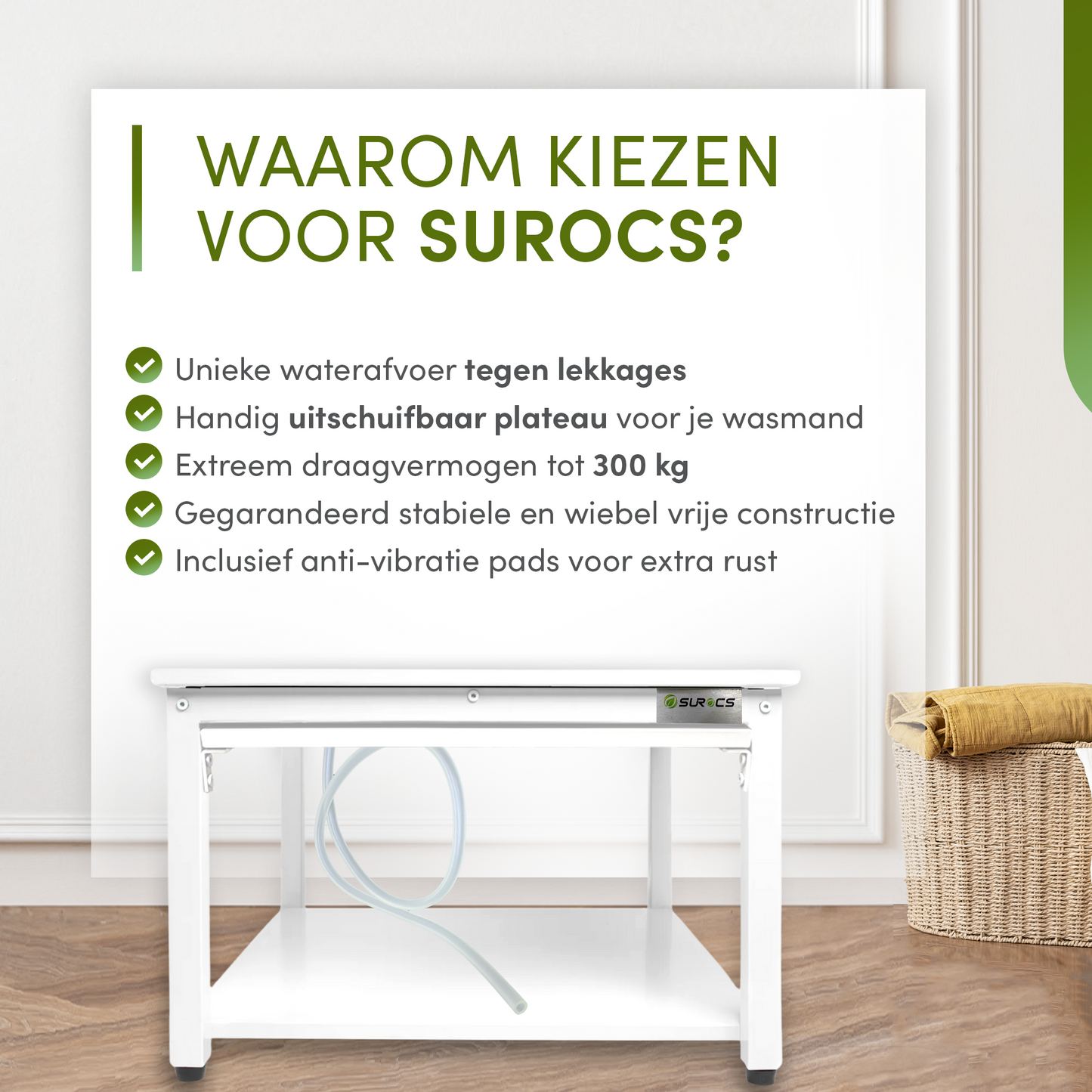 Wasmachine Verhoger Universeel – Met Lade, Dempers, Wateropvang &amp; afvoer 