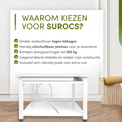 Wasmachine Verhoger Universeel – Met Lade, Dempers, Wateropvang &amp; afvoer 