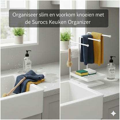 Aanrecht organizer - Vaatdoekhouder - gootsteen organizer - keuken organizers - Afdruiprek - Keuken - Wit