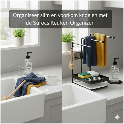 Aanrecht organizer - Vaatdoekhouder - gootsteen organizer - keuken organizers - Afdruiprek - Keuken - Zwart