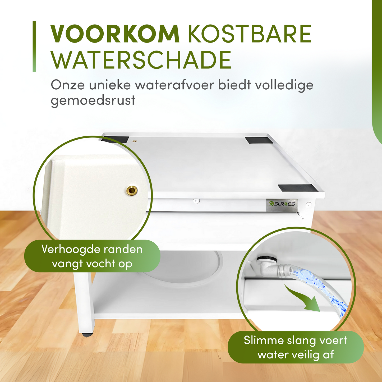 Wasmachine Verhoger Universeel – Met Lade, Dempers, Wateropvang &amp; afvoer 