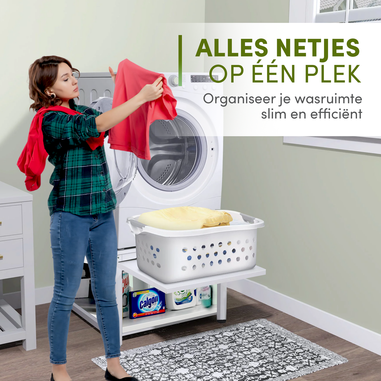 Wasmachine Verhoger Universeel – Met Lade, Dempers, Wateropvang &amp; afvoer 