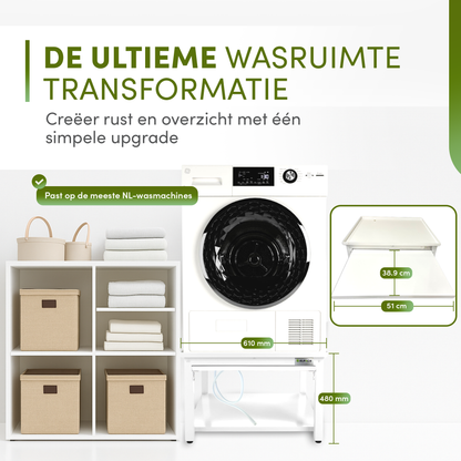 Wasmachine Verhoger Universeel – Met Lade, Dempers, Wateropvang &amp; afvoer 